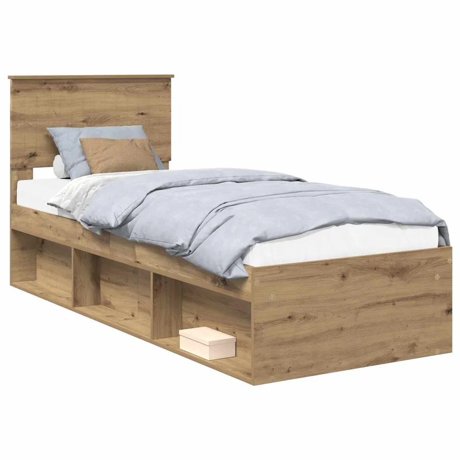 Cadre de lit Chêne artisan 75 x 190 cm Pin massif - 2