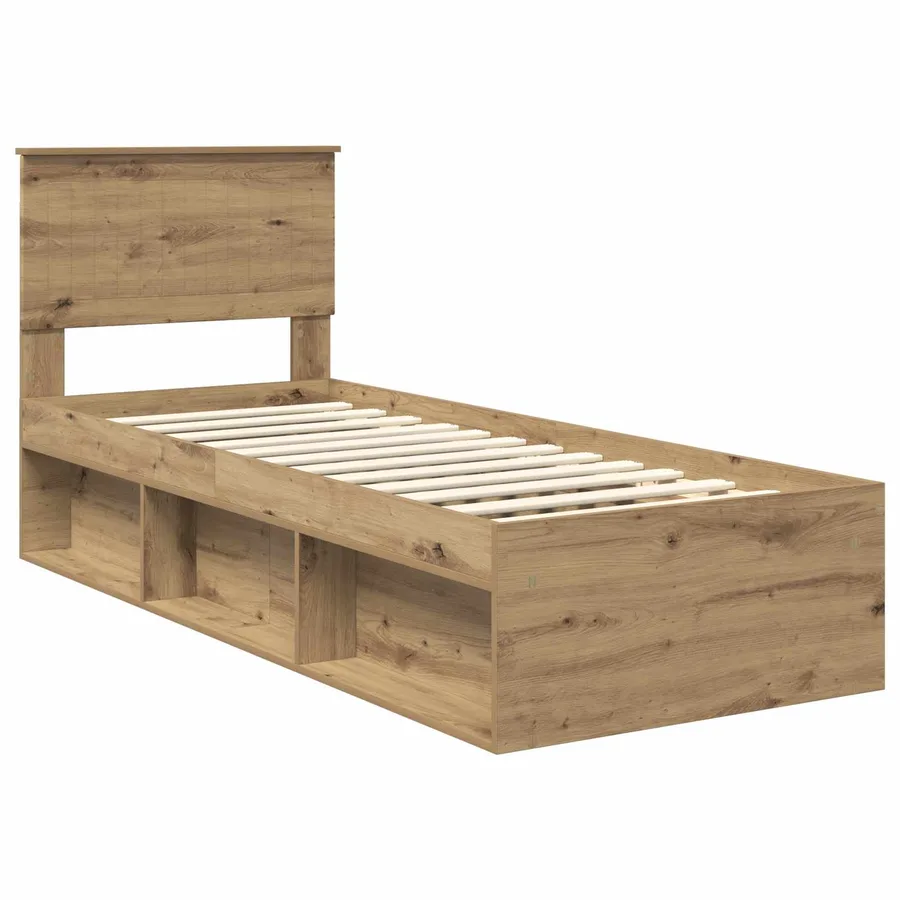 Cadre de lit Chêne artisan 75 x 190 cm Pin massif - 4