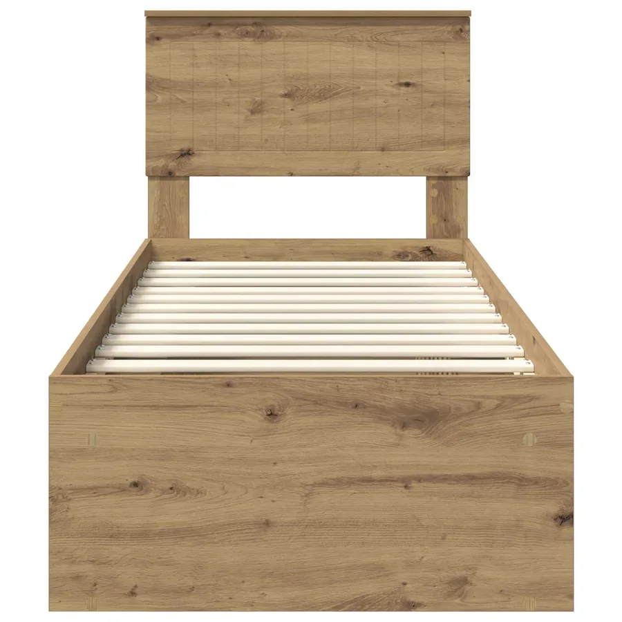 Cadre de lit Chêne artisan 75 x 190 cm Pin massif - 7