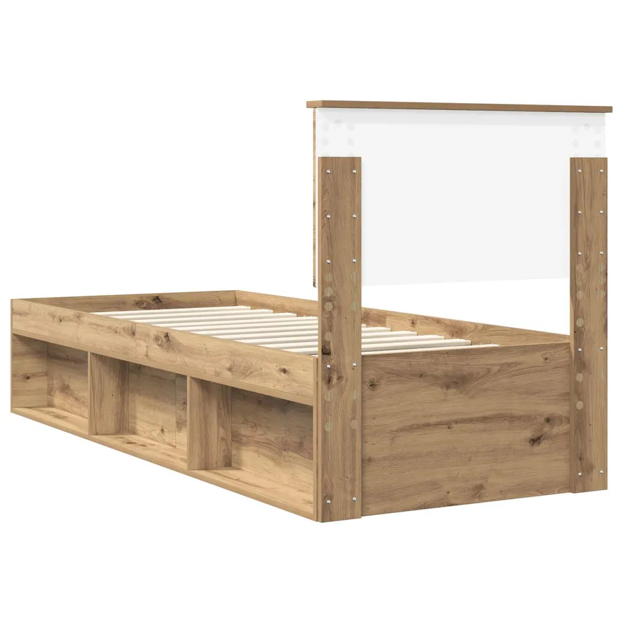 Cadre de lit Chêne artisan 75 x 190 cm Pin massif - 9