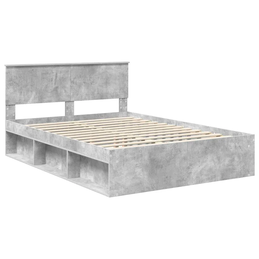 Cadre de lit Gris Béton 135 x 190 cm Pin massif - 4