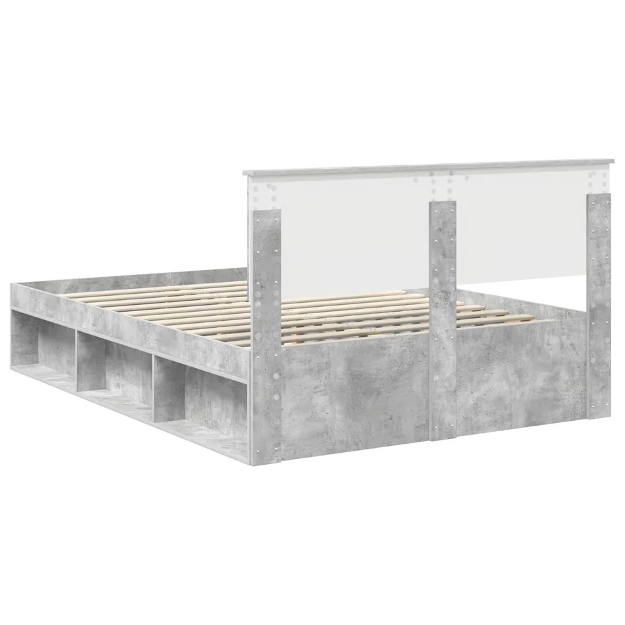 Cadre de lit Gris Béton 135 x 190 cm Pin massif - 9