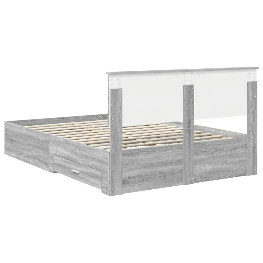Cadre de lit Sonoma gris 135 x 190 cm Bois d'ingénierie - 8