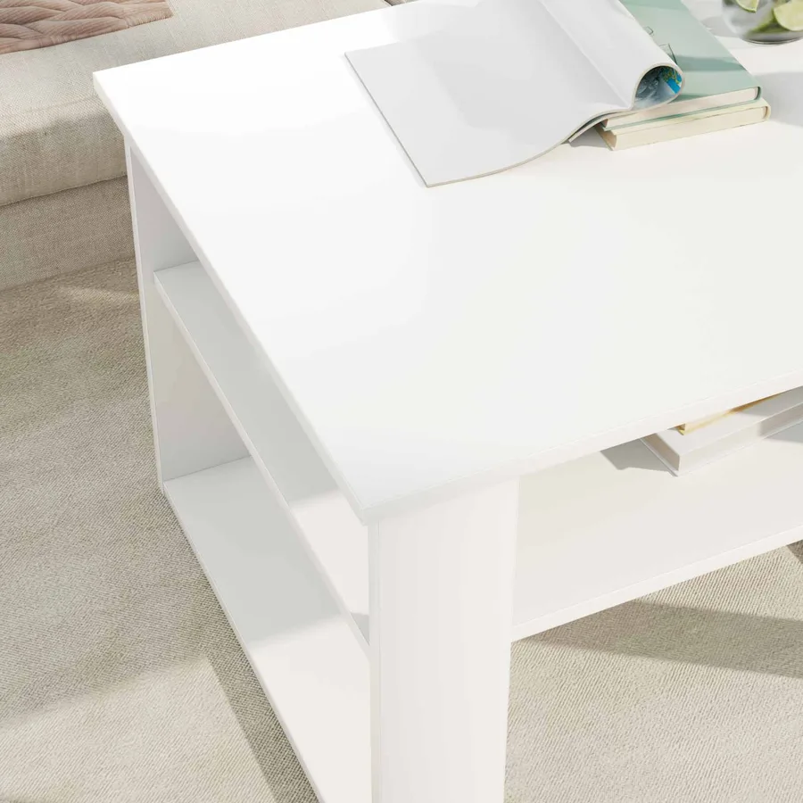 Table basse Blanc 64 x 54 x 44 cm Bois d'ingénierie - 4