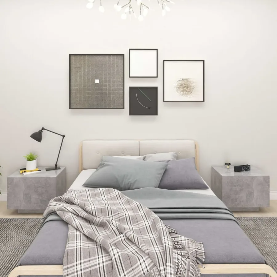 Bedside table concrete grey 100x35x40 cm engineered wood