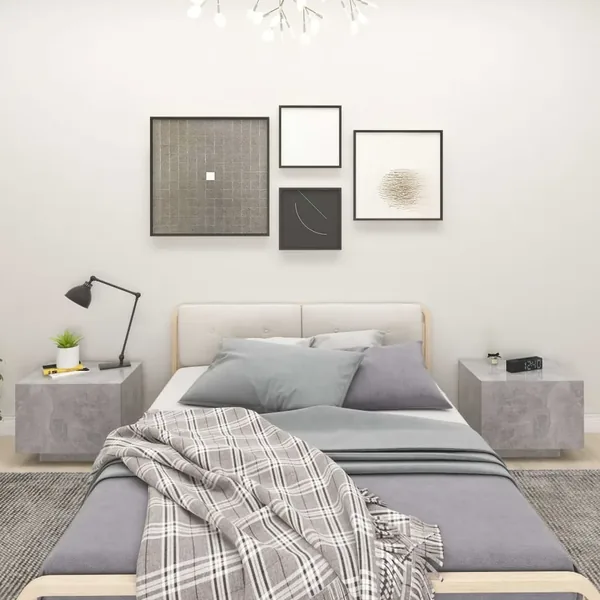 Bedside table concrete grey 100x35x40 cm engineered wood