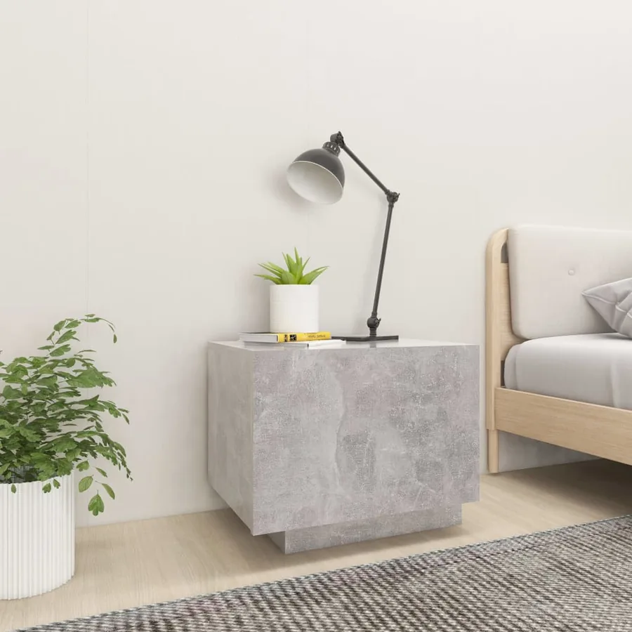 Table de chevet gris béton 100x35x40 cm bois d'ingénierie - 3