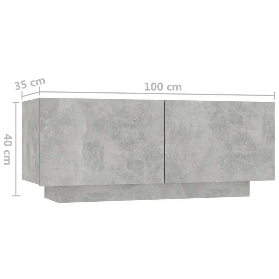 Table de chevet gris béton 100x35x40 cm bois d'ingénierie - 9