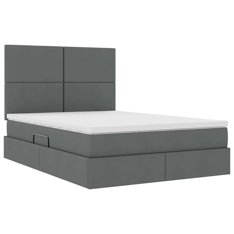 Lit de rangement LED avec matelas Gris foncé 140 x 190 cm Tissu - 6