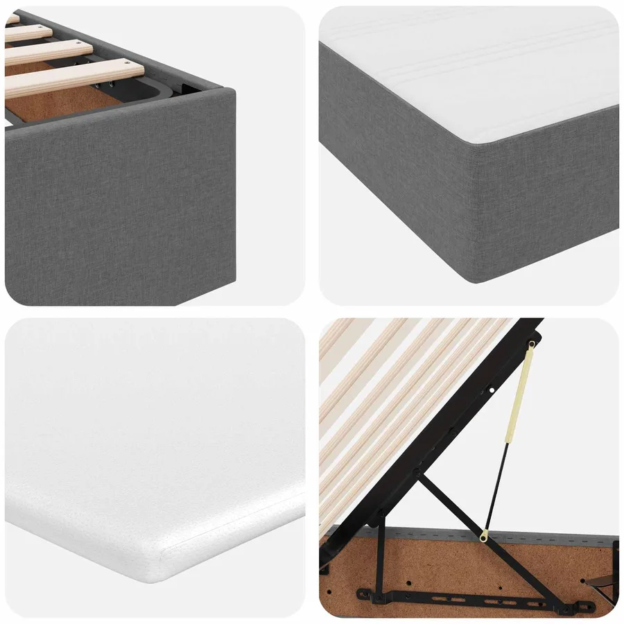 Lit avec rangement et matelas Gris foncé 140 x 190 cm Polyester - 11