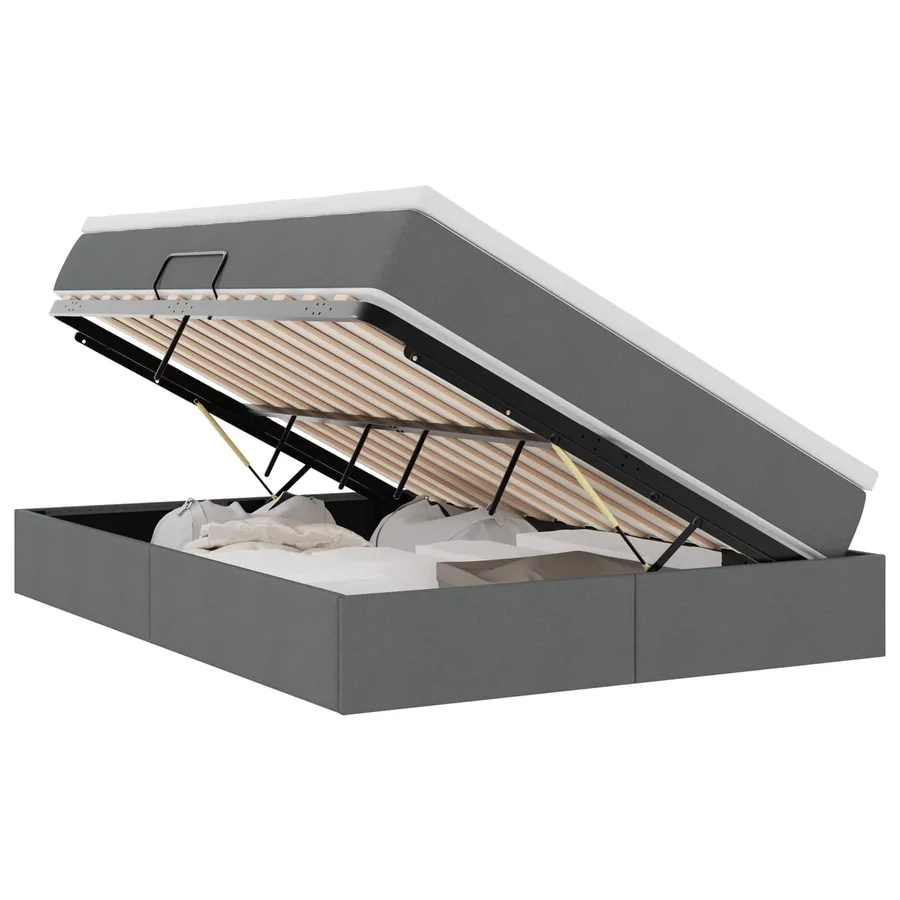 Lit avec rangement et matelas Gris foncé 140 x 190 cm Polyester - 2
