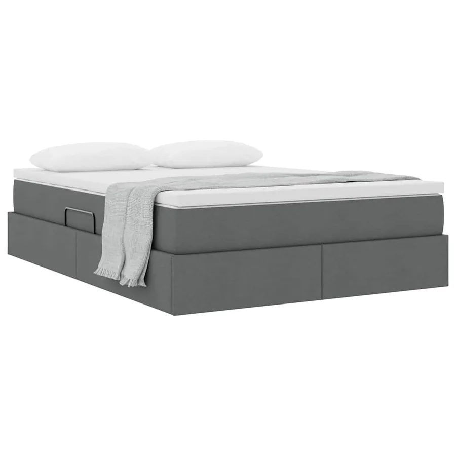 Lit avec rangement et matelas Gris foncé 140 x 190 cm Polyester - 3