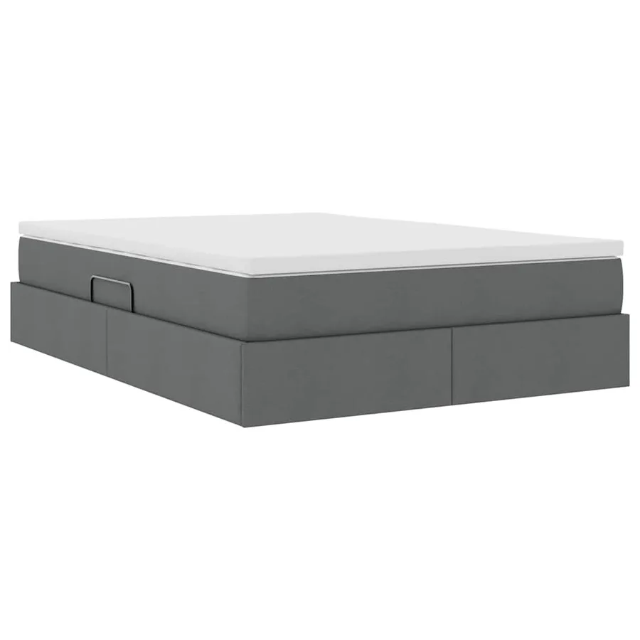 Lit avec rangement et matelas Gris foncé 140 x 190 cm Polyester - 5