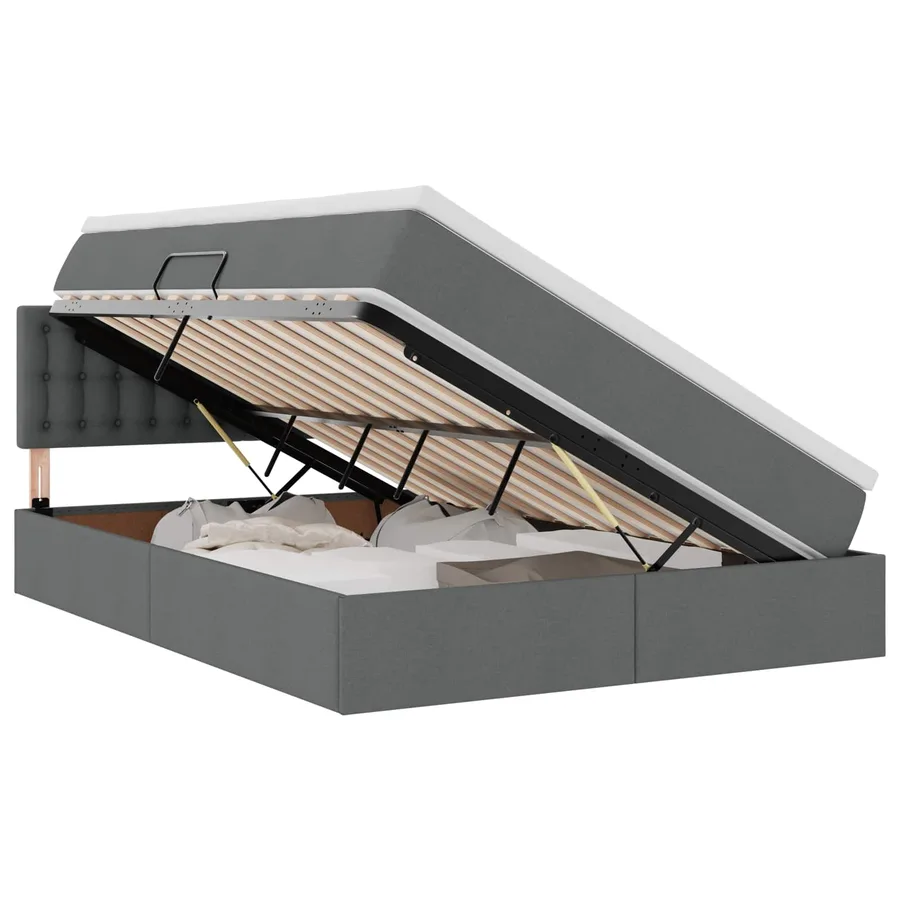 Lit avec rangement et matelas Gris foncé 140 x 190 cm - 2