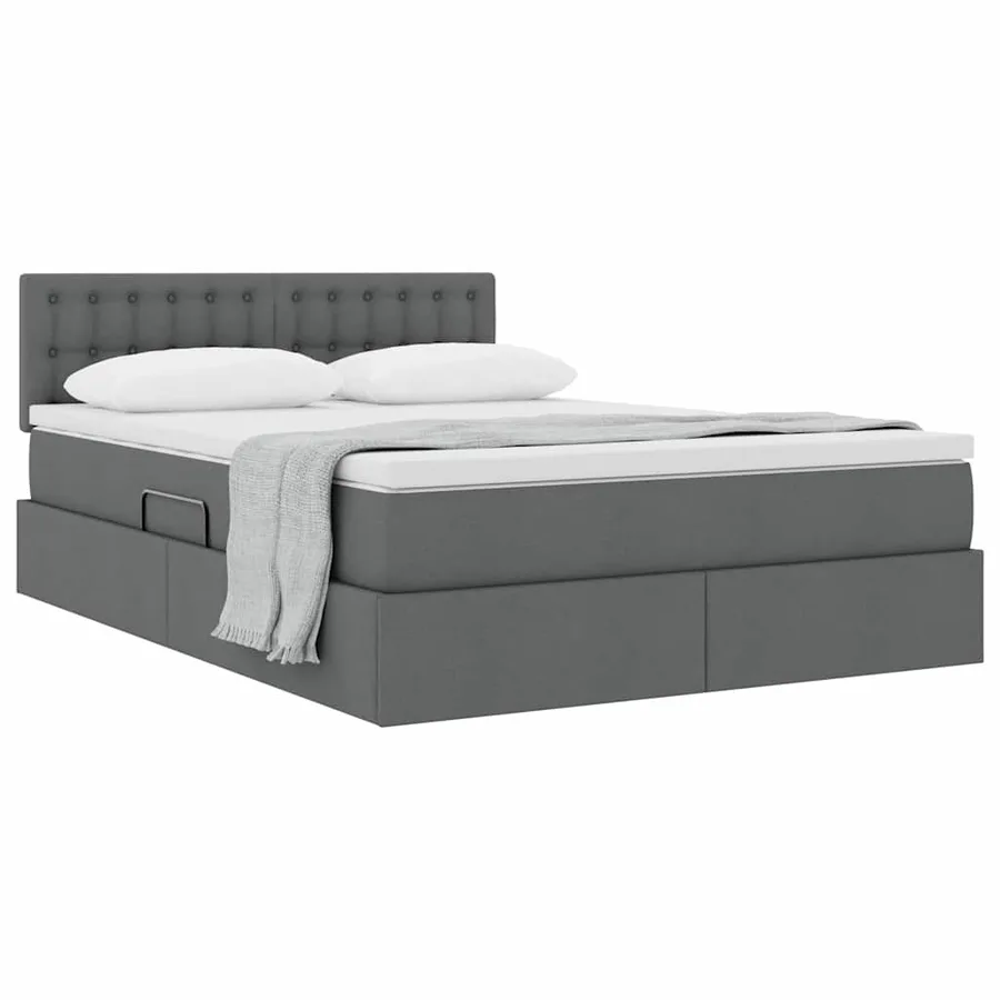 Lit avec rangement et matelas Gris foncé 140 x 190 cm - 3