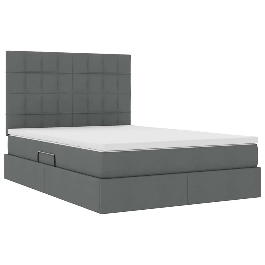 Lit avec rangement et matelas Gris foncé 140 x 190 cm tissu - 5