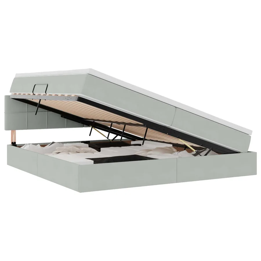 Lit de rangement LED avec matelas Gris clair 200 x 200 cm - 2