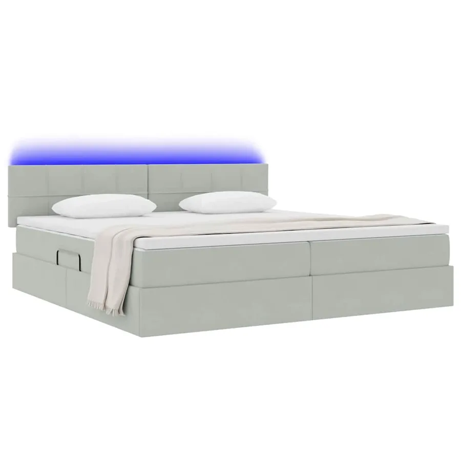 Lit de rangement LED avec matelas Gris clair 200 x 200 cm - 3