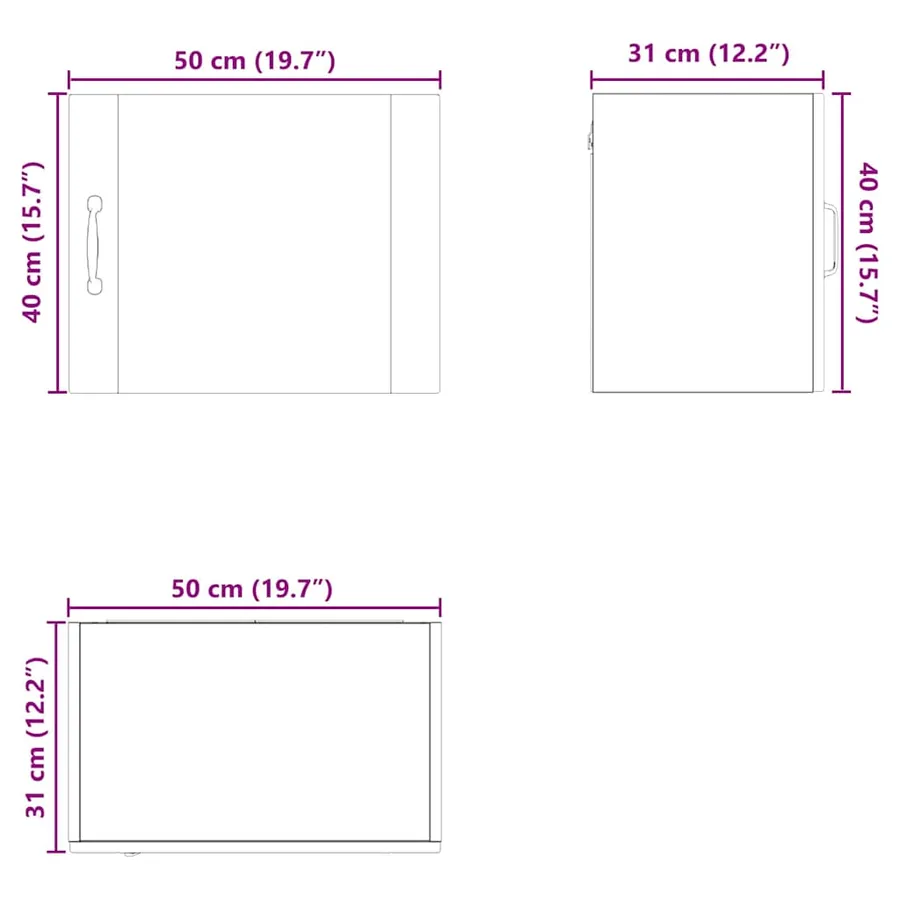 Meuble mural PORTO Blanc brillant 50 x 31 x 40 cm - 14