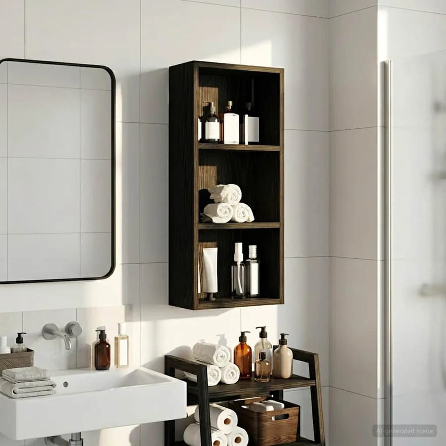 Armoire murale de salle de bain Chêne Noir 30 x 14 x 70 cm
