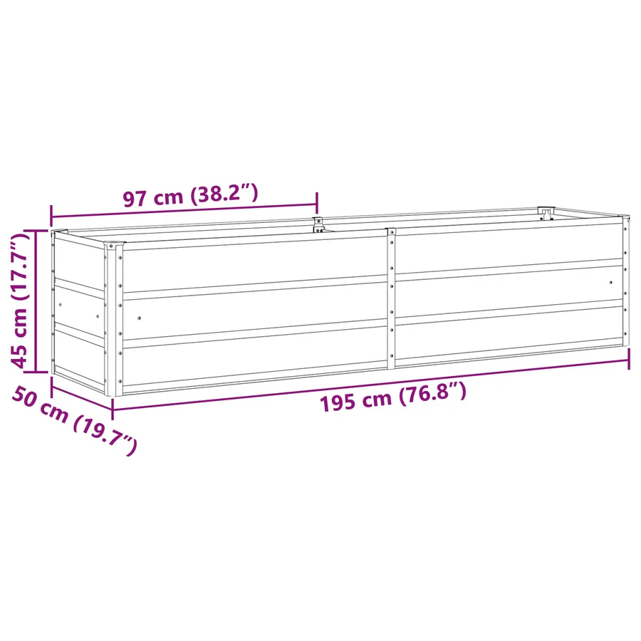 Jardinière Vert pastel 195 x 50 x 45 cm Acier galvanisé - 7