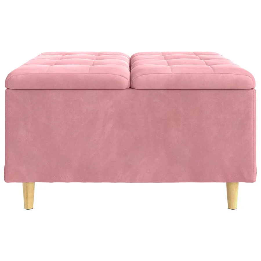 Pouf de rangement avec coussin Rose 80 x 80 x 45 cm Velours - 5