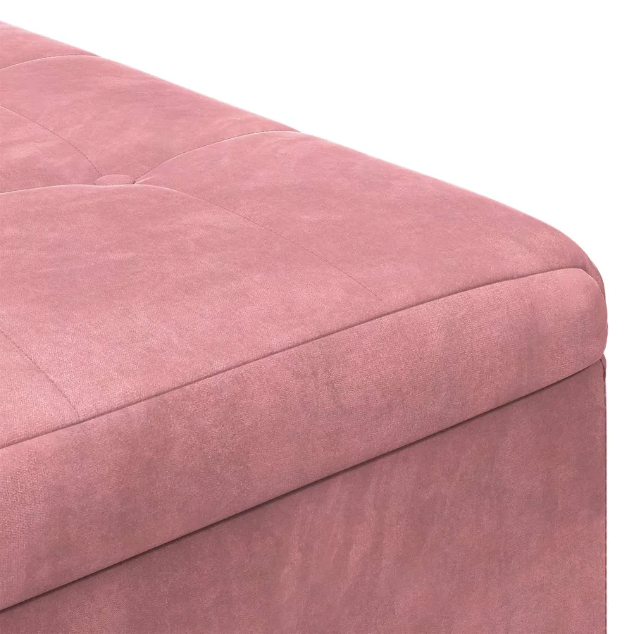 Pouf de rangement avec coussin Rose 80 x 80 x 45 cm Velours - 7