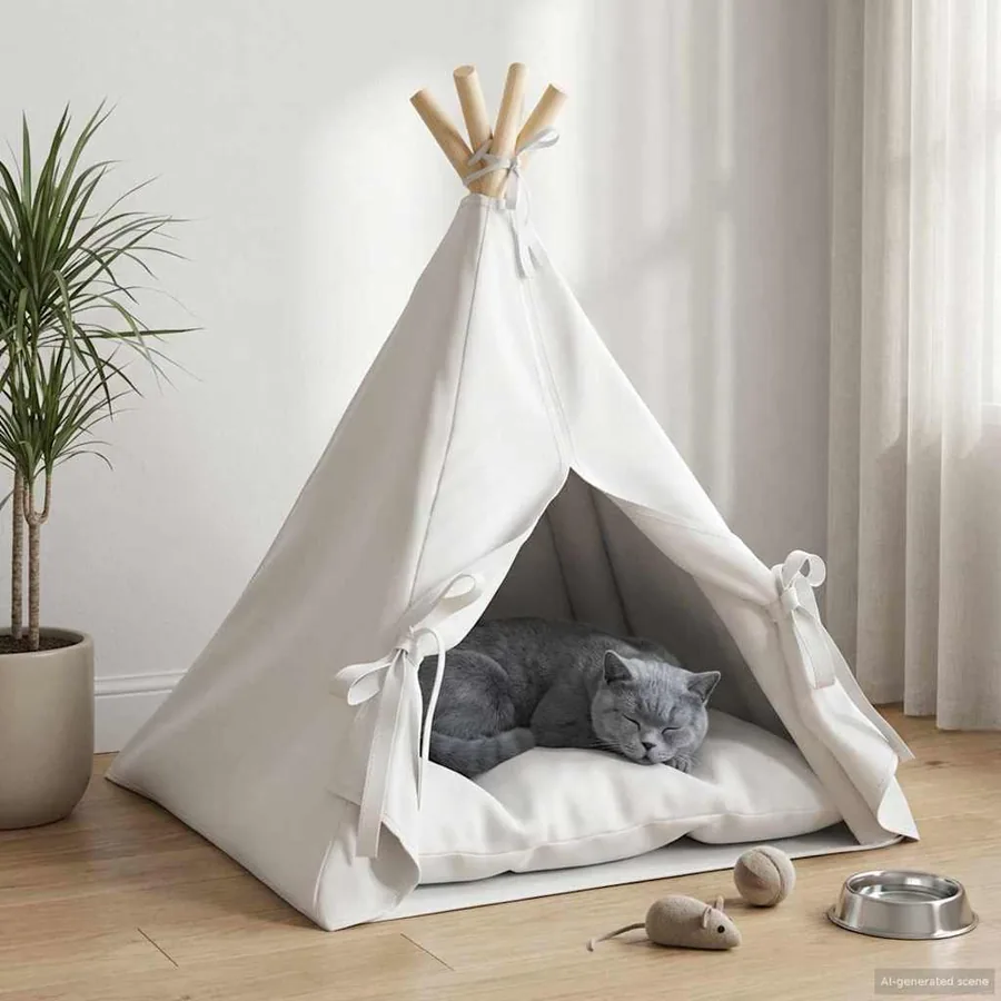 Teepee pour animaux de compagnie avec coussin 50 x 50 x 60 cm