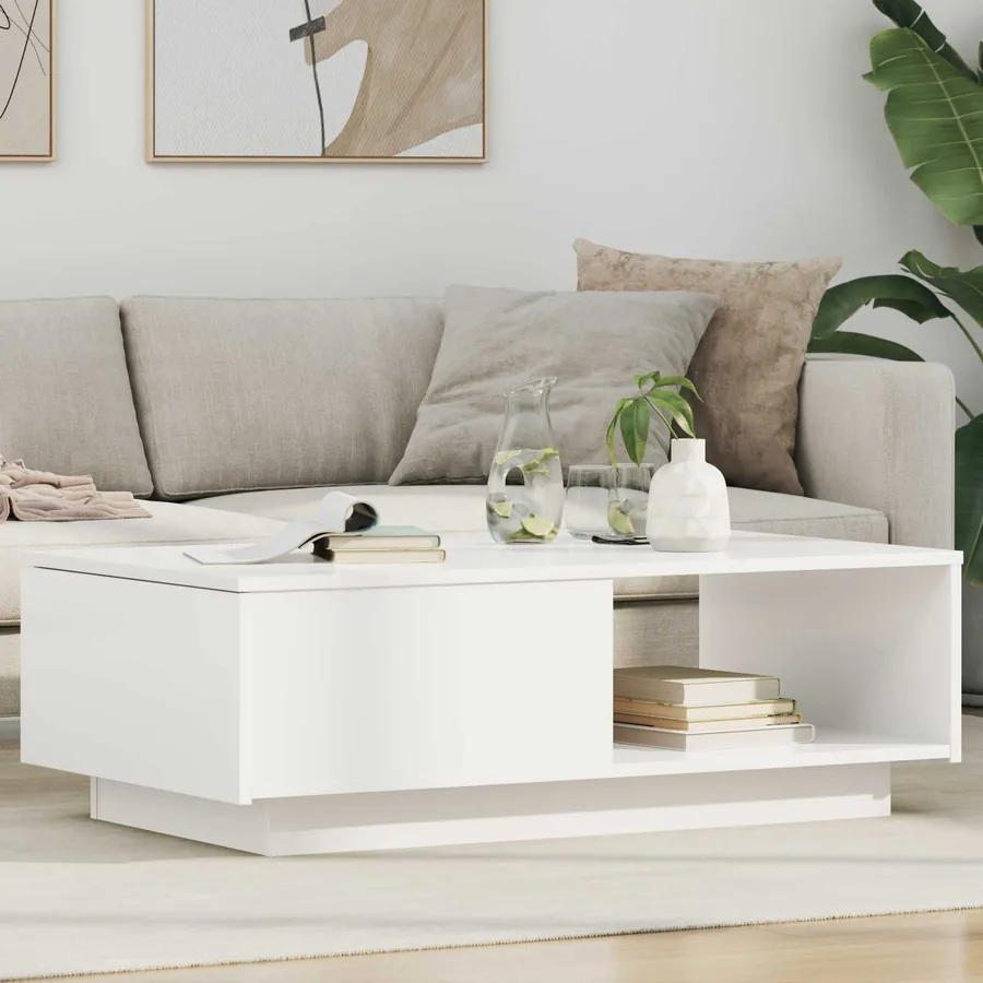Table basse avec tiroir Blanc 95 x 55 x 31 cm Bois d'ingénierie