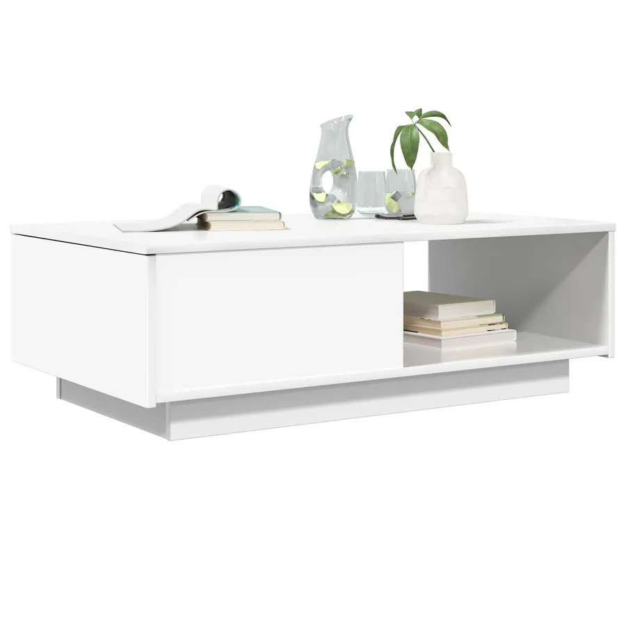 Table basse avec tiroir Blanc 95 x 55 x 31 cm Bois d'ingénierie - 3