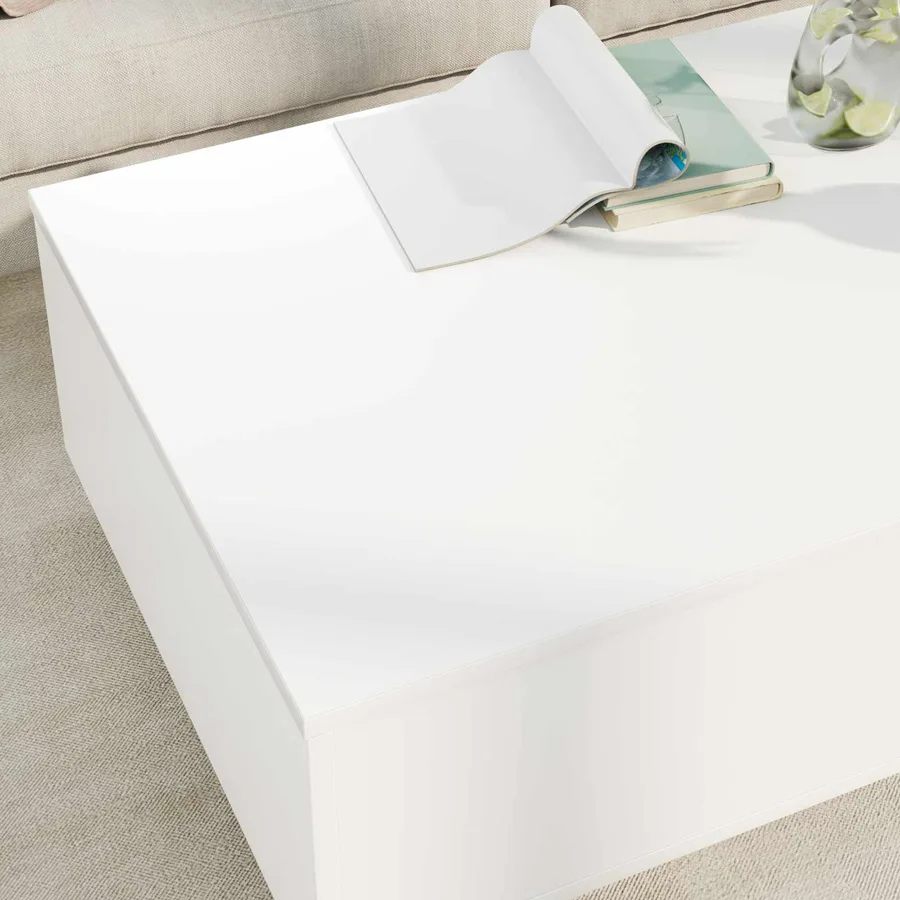 Table basse avec tiroir Blanc 95 x 55 x 31 cm Bois d'ingénierie - 4