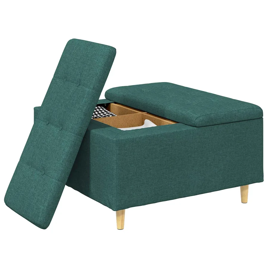 Pouf de rangement avec coussin Vert foncé 80 x 80 x 45 cm tissu - 3