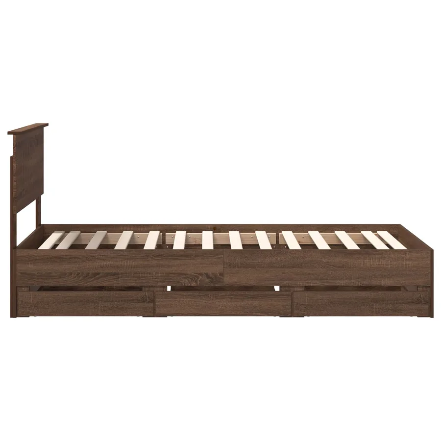 Cadre de lit avec tiroir Chêne brun 90 x 190 cm Bois Ingénierie - 9
