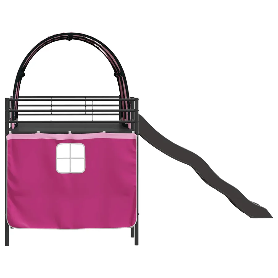 Lit mezzanine pour enfants Noir et rose 80 x 200 cm Métал - 9