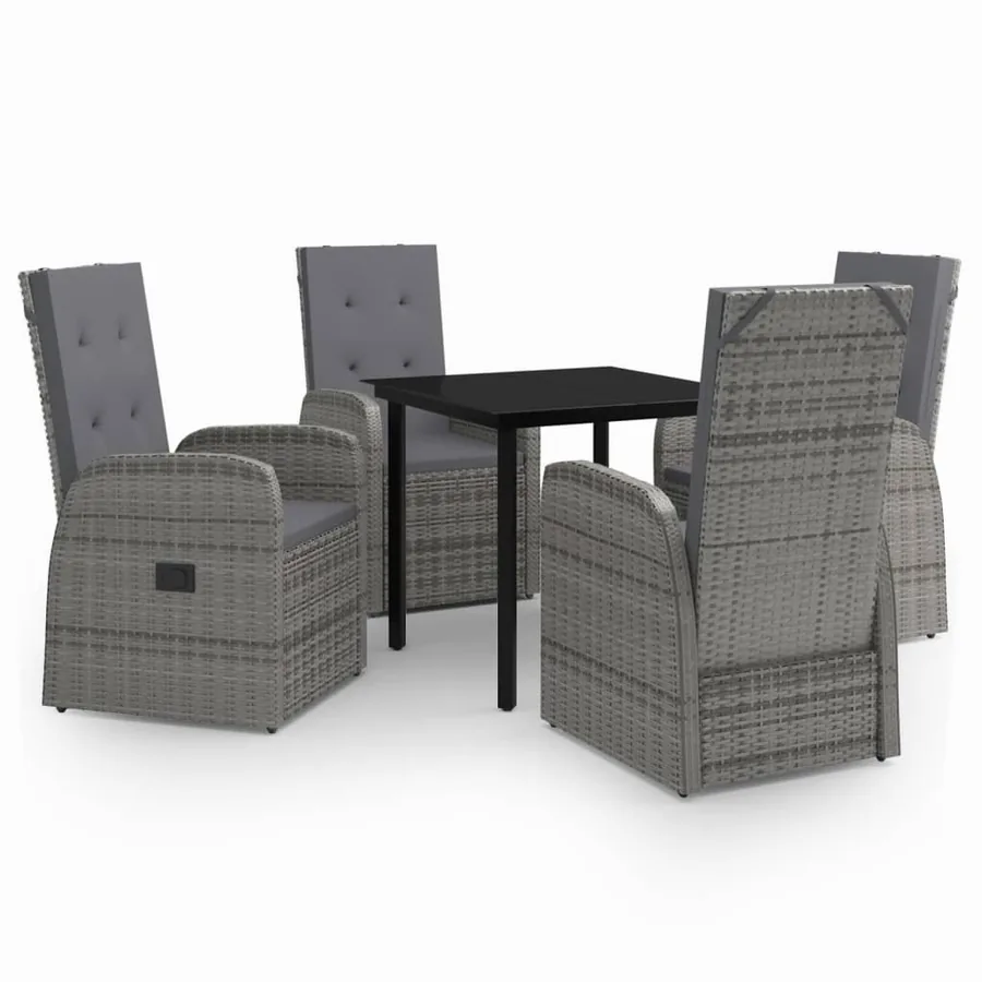 Ensemble à manger de jardin avec coussins 5 pcs Gris - 2