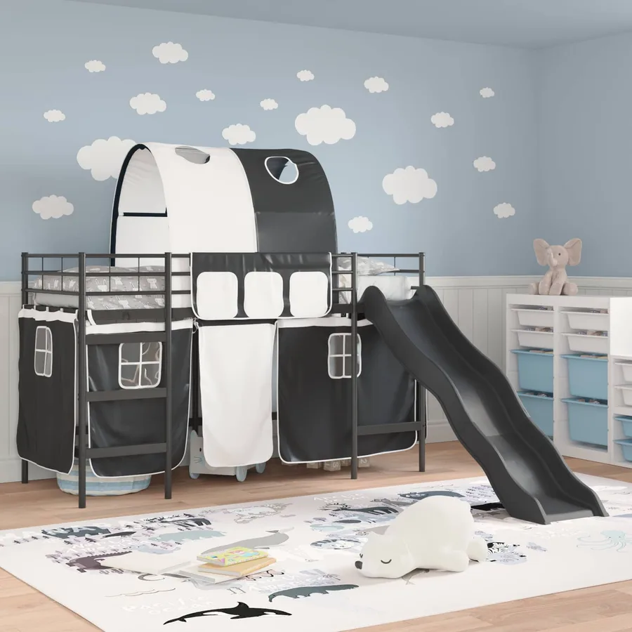 Lit mezzanine pour enfants Noir 90 x 190 cm Métал - 3