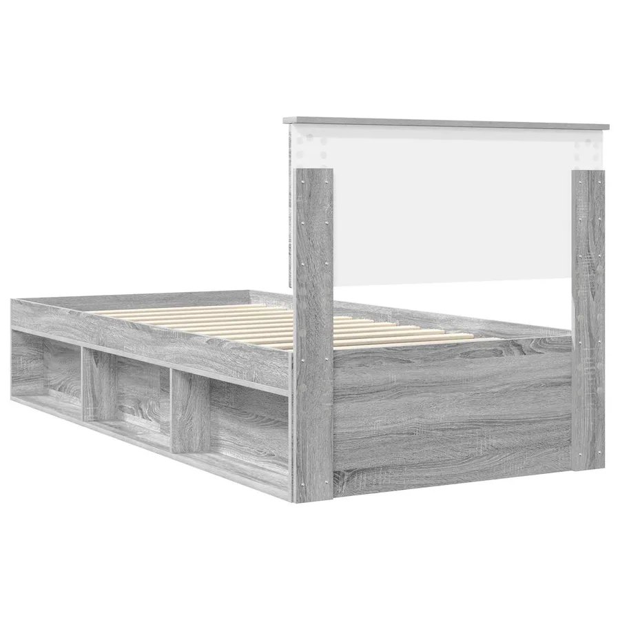 Cadre de lit Gris Sonoma 90 x 190 cm Pin massif - 9