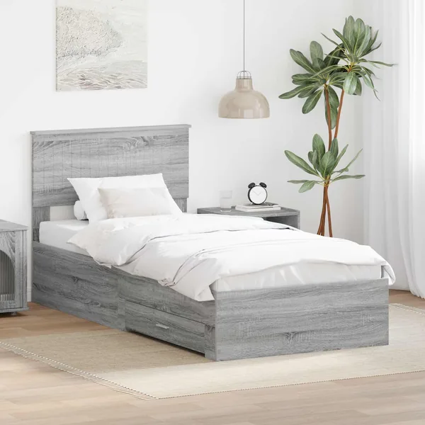 Cadre de lit Sonoma gris 90 x 190 cm Bois d'ingénierie