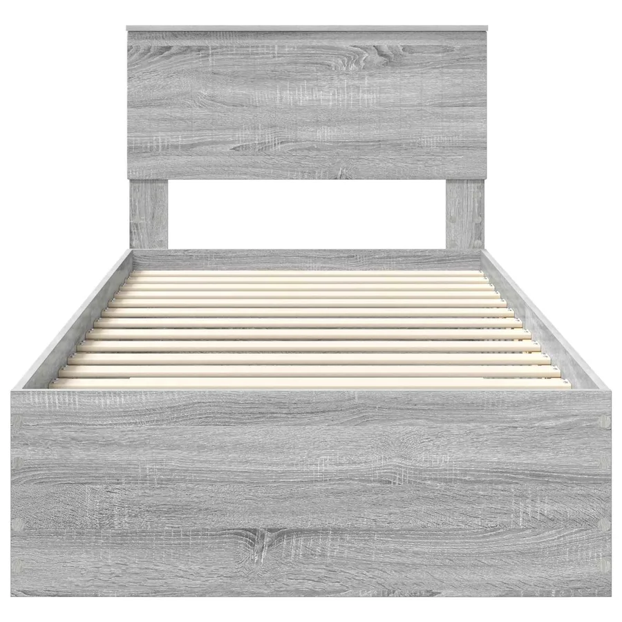 Cadre de lit Sonoma gris 90 x 190 cm Bois d'ingénierie - 7