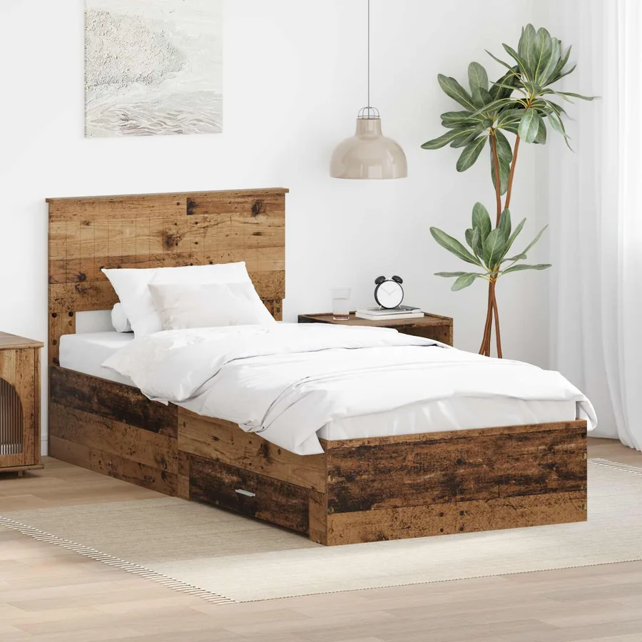 Cadre de lit Bois ancien 90 x 190 cm Bois d'ingénierie