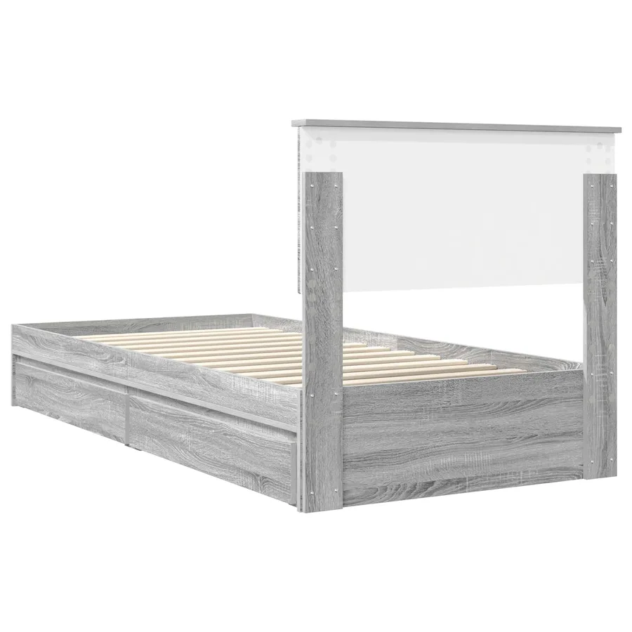 Lit de Rangement Gris Sonoma 90 x 190 cm Bois d'ingénierie - 10