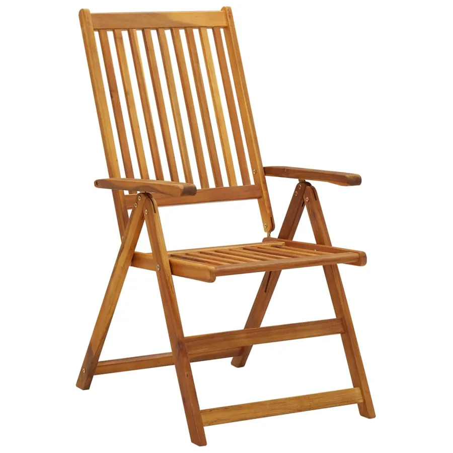 Chaises pliables de jardin lot de 3 avec coussins Bois d'acacia - 3