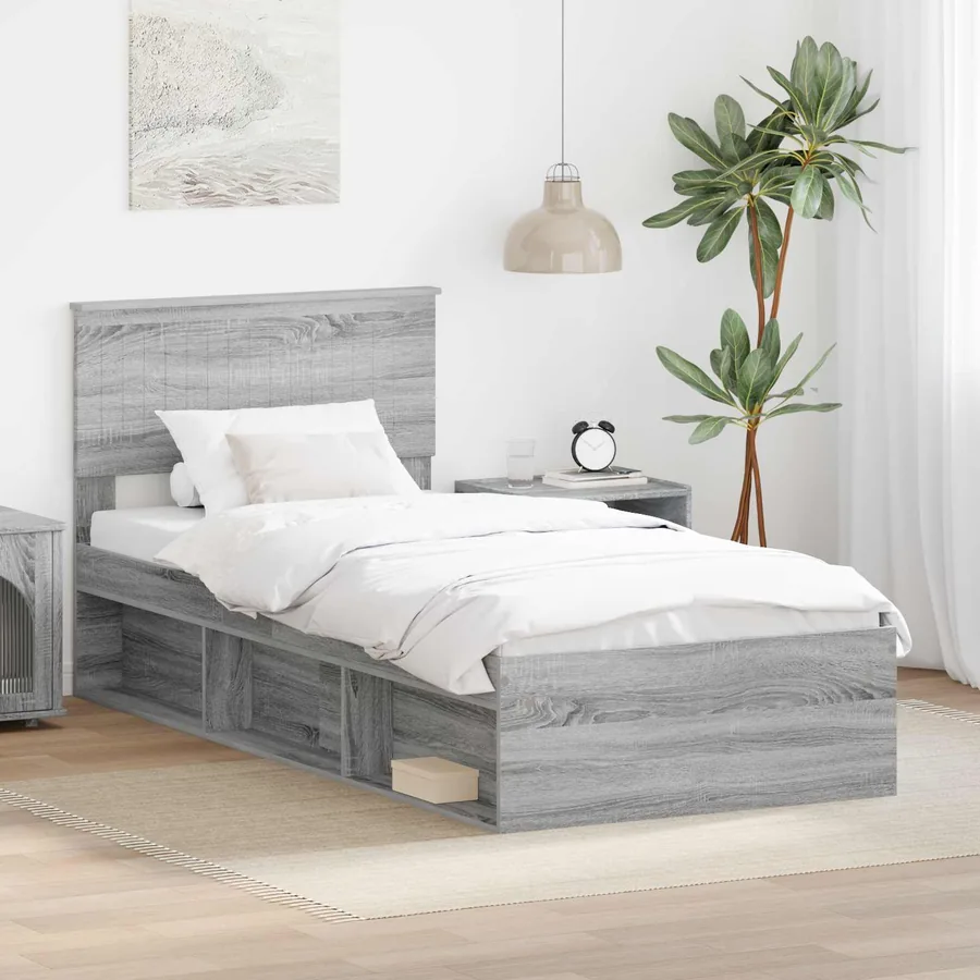 Cadre de lit Gris Sonoma 90 x 200 cm Pin massif