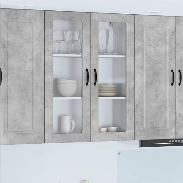 Cabinet en verre mural PORTO Gris béton 80 x 31 x 100 cm
