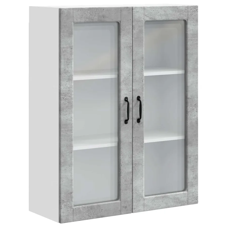 Cabinet en verre mural PORTO Gris béton 80 x 31 x 100 cm - 2