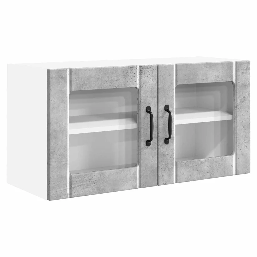 Cabinet en verre mural PORTO Gris béton 80 x 31 x 40 cm - 2