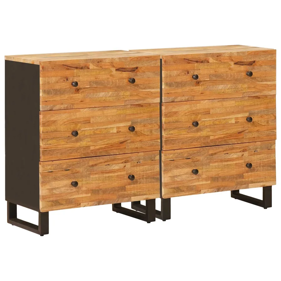 Buffet 2 pcs Marron 60 x 33 x 75 cm Bois de mangue massif