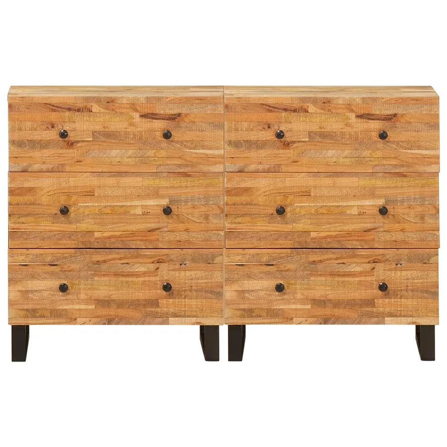 Buffet 2 pcs Marron 60 x 33 x 75 cm Bois de mangue massif - 4