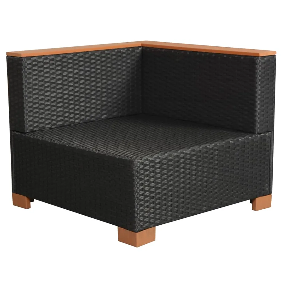 Salon de jardin 6 pcs avec coussins résine tressée noir - 10