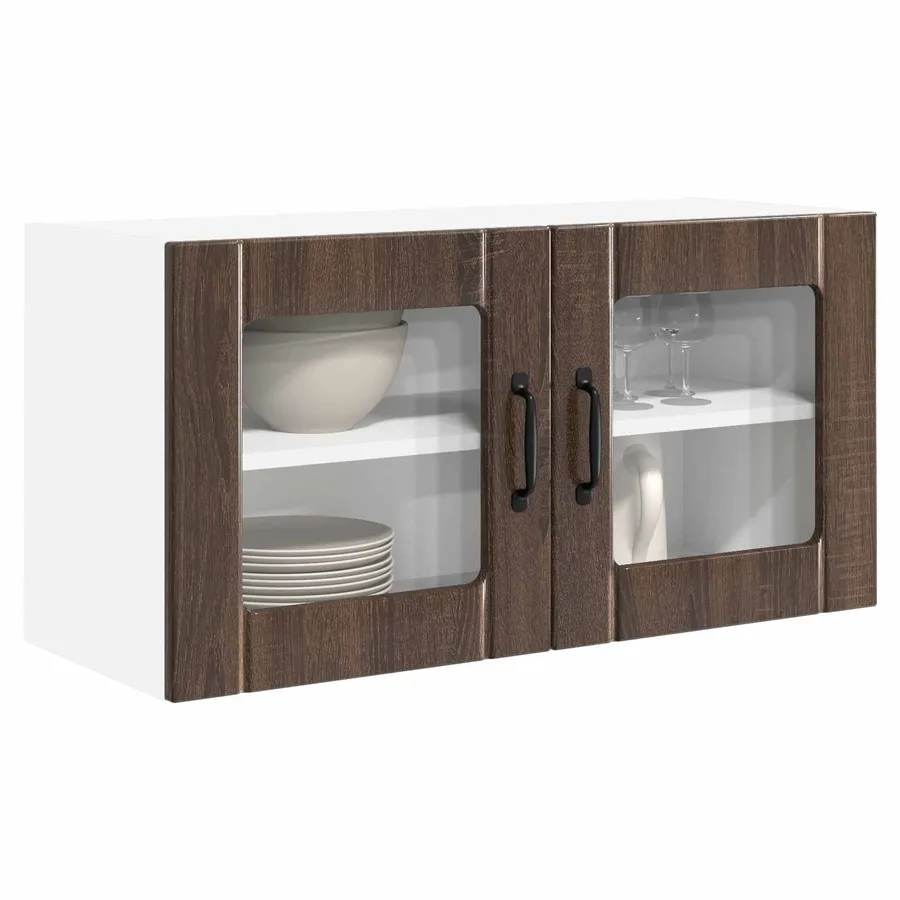 Cabinet en verre mural PORTO Chêne brun 80 x 31 x 40 cm - 3